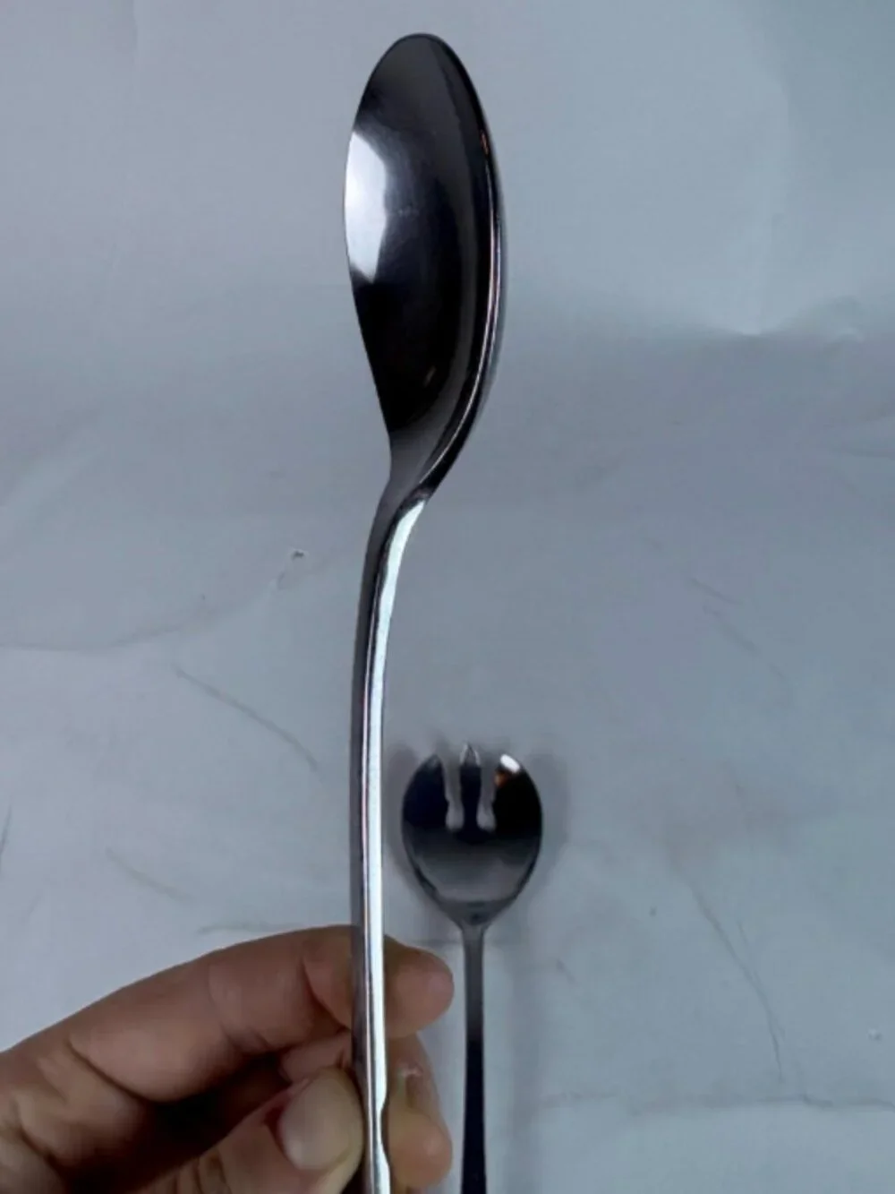 Vintage Stanley Roberts Stainless Japan Salad Serving Set MCM Floral Flatware